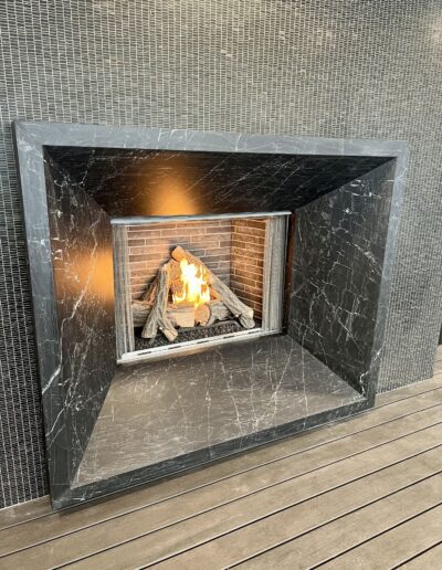 luxury marble and tile fireplace mantle