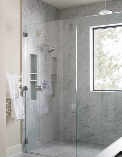luxury grey marble walk-in shower