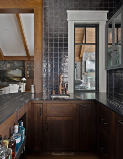 luxury dark grey marble and tile bar