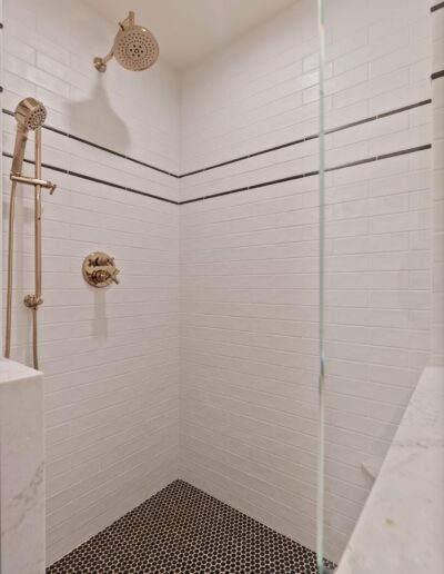 custom luxury white tile walk-in shower