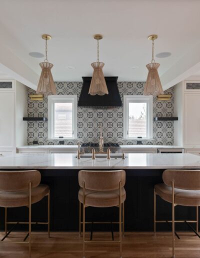 custom luxury tile kitchen with white marble countertops
