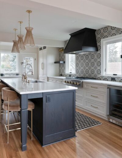 custom luxury tile kitchen with white marble countertops