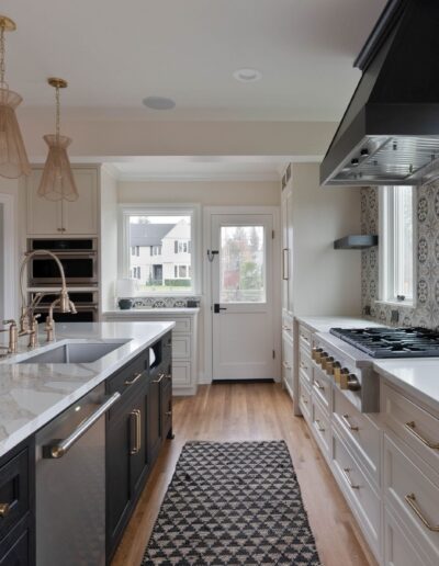 custom luxury tile kitchen with white marble countertops