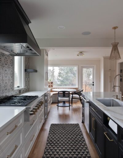 custom luxury tile kitchen with white marble countertops