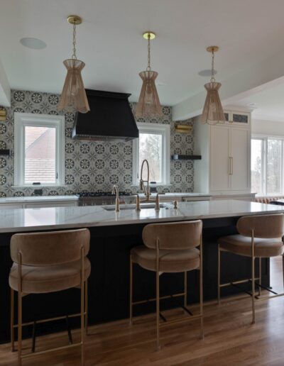 custom luxury tile kitchen with white marble countertops