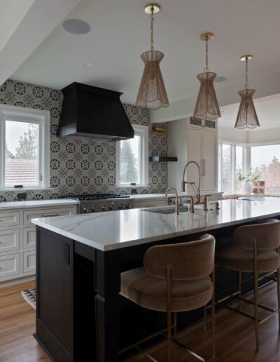 custom luxury tile kitchen with white marble countertops