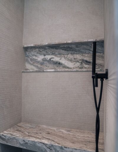 custom grey marble shower with insert