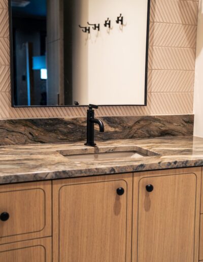 custom modern bathroom sinks with light marble counters