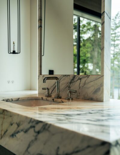 custom modern bathroom sinks with light marble counters