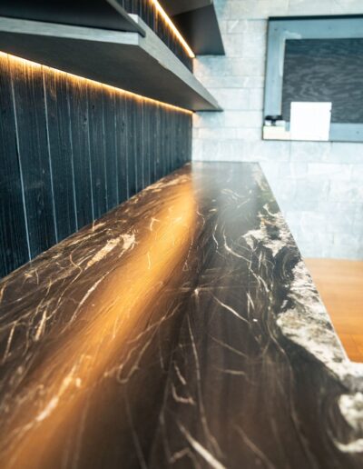 custom illuminated dark marble counters